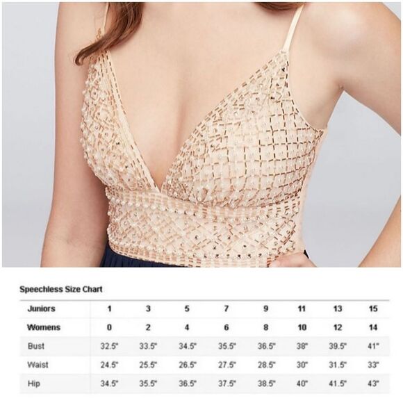 NWT Speechless Gown Size 1 Cream Blue Formal Beaded Prom Dress Flowy Sleeveless - Picture 6 of 6